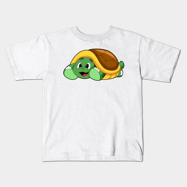 Turtle with Shell as Blanket Kids T-Shirt by Markus Schnabel